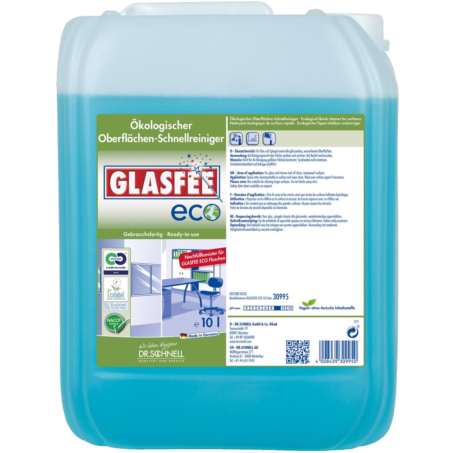 GLASFEE ECO, nettoyant vitres pour le nettoyage courant, prêt à l'emploi