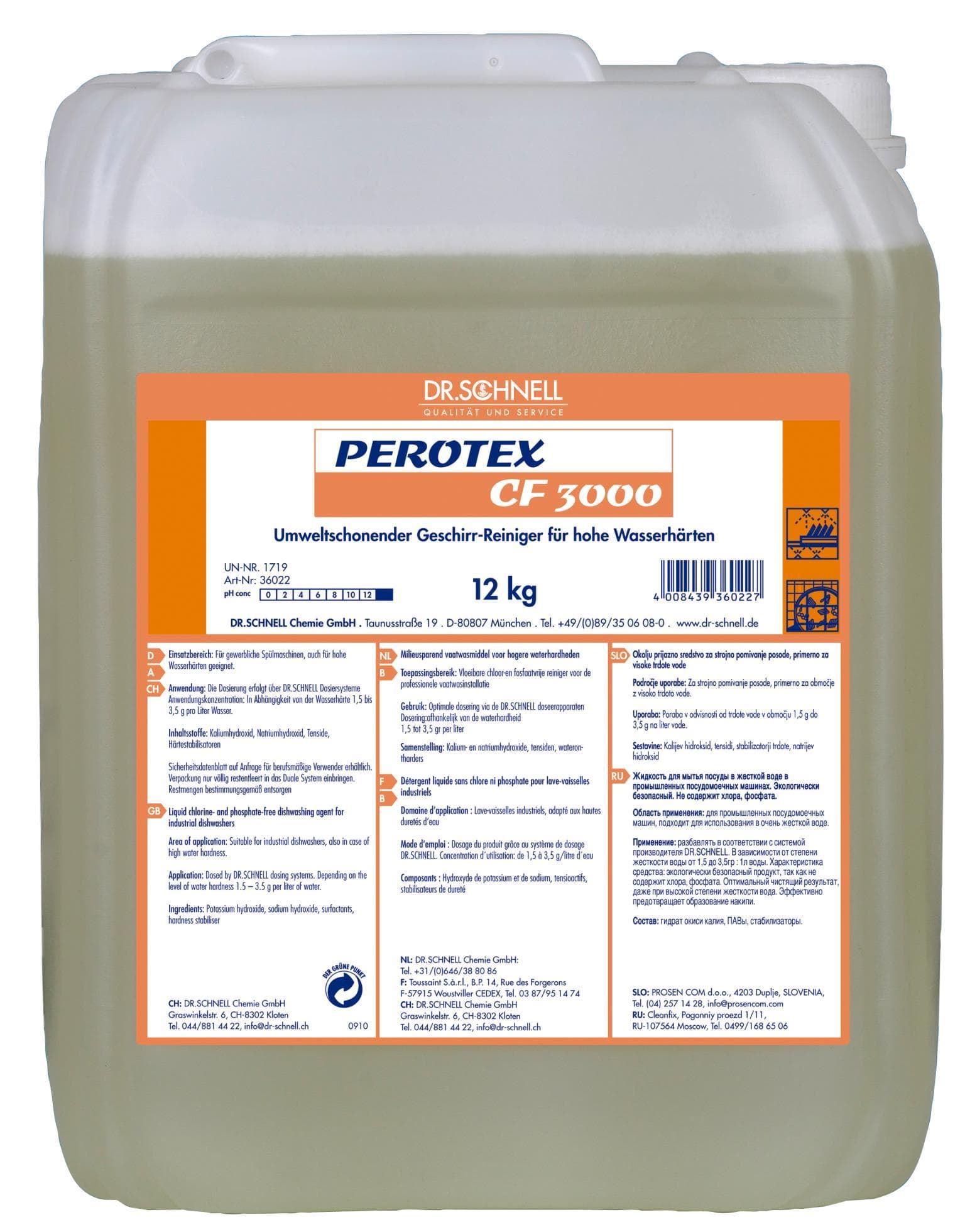 Perotex CF3000, détergent liquide pour lave-vaisselle, concentré, respectueux de l'environnement,