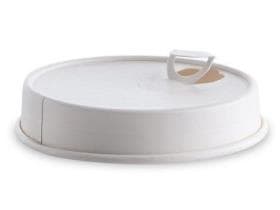 Couvercle en carton, Ø 80 mm, blanc, avec ouverture pour boire, revêtu, adapté