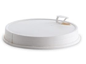 Couvercle en carton, Ø 90 mm, blanc, avec ouverture pour boire, revêtu, adapté