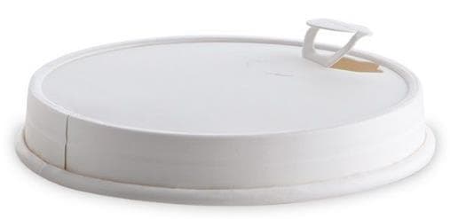 Couvercle en carton, Ø 90 mm, blanc, avec ouverture pour boire, revêtu, adapté