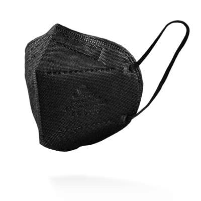 Masque de protection respiratoire FFP2, noir, en non-tissé de PP, avec boucles d'oreilles (sans latex)