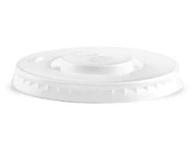 Couvercle en rPET transparent, ø 85 mm avec fente cruciforme, adapté aux gobelets.