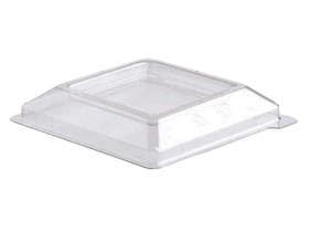 Coperchio in rPET trasparente, alto, 50 x 50 x 10 mm, adatto alla ciotola.