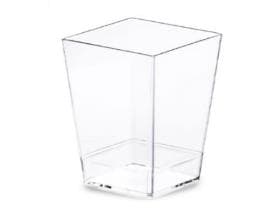 Contenitore cubico, in plastica (PS) trasparente, 60 ml, 40 x 40 x 52 mm.
