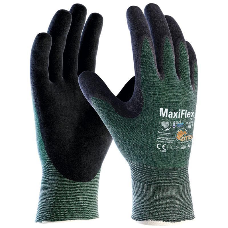 Gants de protection anti-coupure, ATG® MaxiFlex®, tricot, vert-noir, taille S,