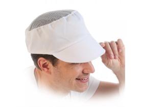 SCHILDMUETZE  Polycotton, mit Netzoberteil, weiss