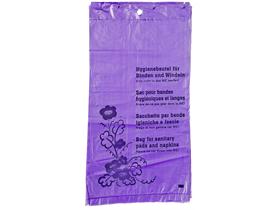 HYGIENEBEUTEL HDPE 10 MY  lila 190 x 330 + 25 mm, Druck 1-farbig