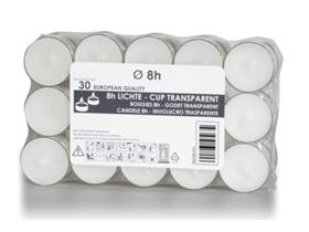 TEELICHTER  weiss mit PC Hülle transparent, 8h - Scheitlin Papier TEELICHTER  weiss mit PC Hülle transparent, 8h