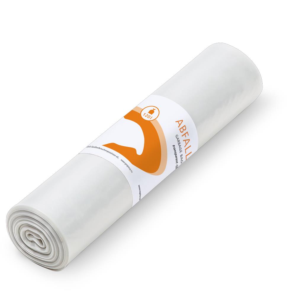 ABFALLSAECKE TAPIRA  120 L, LDPE, 37 my, transparent