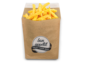 POMMESBEUTEL VERSCHLIESSBAR  154/121 x 160 mm , braun, verschliessbar