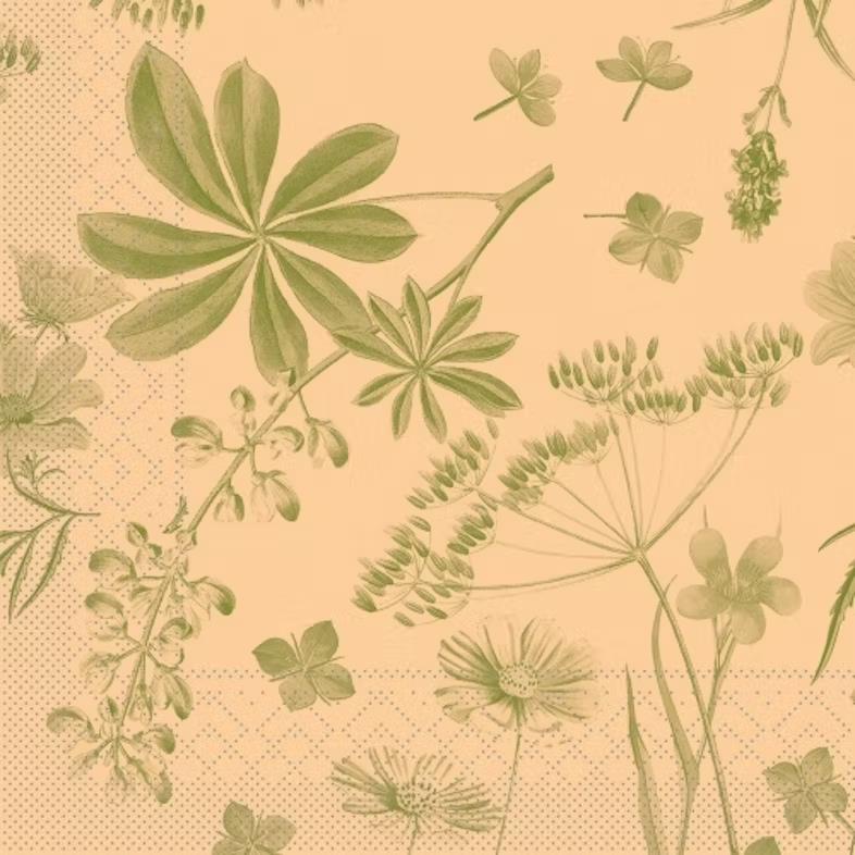 SERVIETTEN TISSUE  40 x 40 cm, 1/4 Falz, 3-lag, Opus Flora