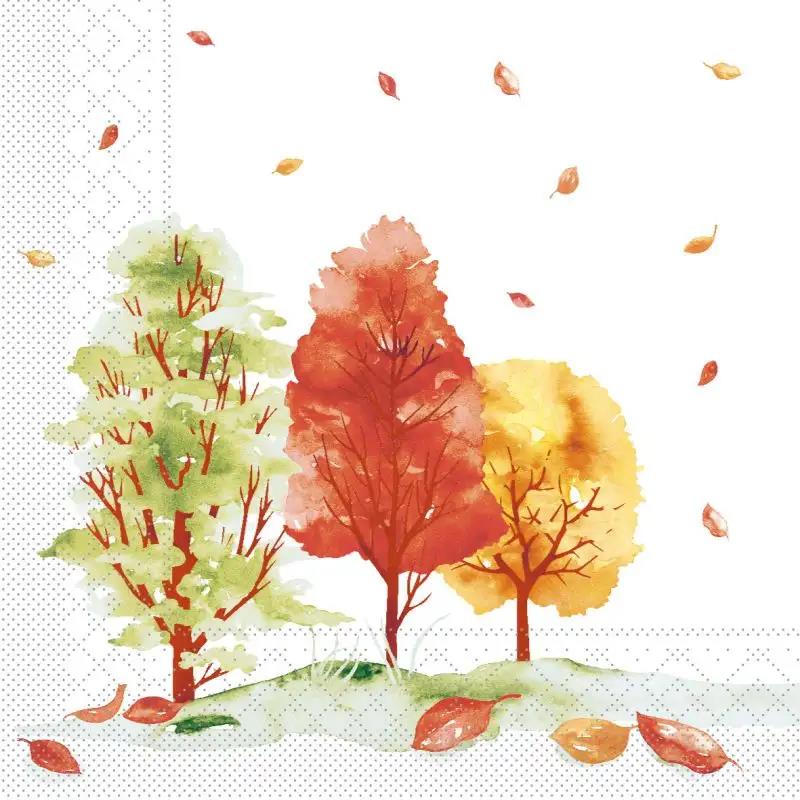 SERVIETTEN TISSUE  40 x 40 cm, 1/4 Falz, Tissue, Herbstwald