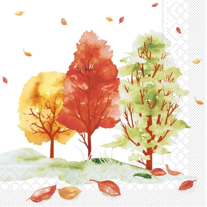 SERVIETTEN TISSUE  33 x 33 cm, 1/4 Falz Tissue, Herbstwald