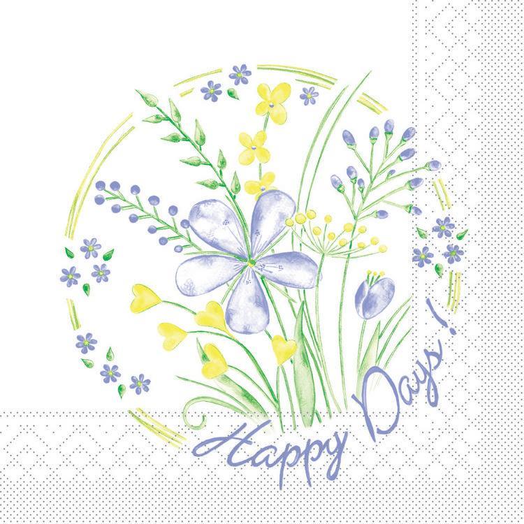 SERVIETTEN TISSUE  40 x 40 cm, 1/4 Falz, 3-lagig, Happy Day