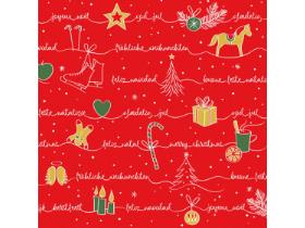 SERVIETTEN AIRLAID  40 x 40 cm, 1/4 Falz, Ravin rot-gr&uuml;n