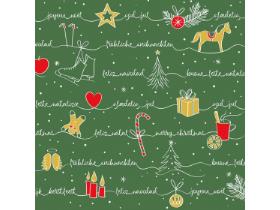 SERVIETTEN AIRLAID  40 x 40 cm, 1/4 Falz, Ravin gr&uuml;n-rot