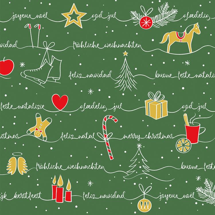 SERVIETTEN AIRLAID  40 x 40 cm, 1/4 Falz, Ravin grün-rot