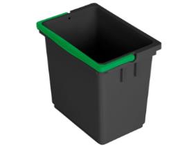 EIMER AUS KUNSTSTOFF  Eimer grau 6 Liter, mit gr&uuml;nem Henkel