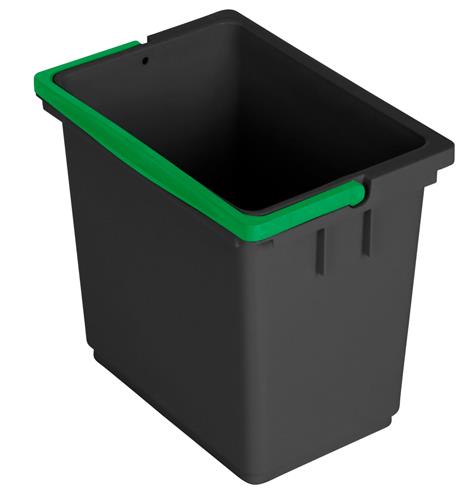 EIMER AUS KUNSTSTOFF  Eimer grau 6 Liter, mit gr&uuml;nem Henkel