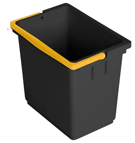 EIMER AUS KUNSTSTOFF  Eimer grau 6 Liter, mit gelbem Henkel