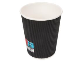 KAFFEEBECHER GERIFFELT  2 dl , schwarz/weiss, PE-beschichtet