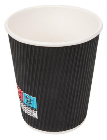 KAFFEEBECHER GERIFFELT  2 dl , schwarz/weiss, PE-beschichtet