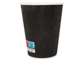 KAFFEEBECHER GERIFFELT  3 dl , schwarz/weiss, PE-beschichtet