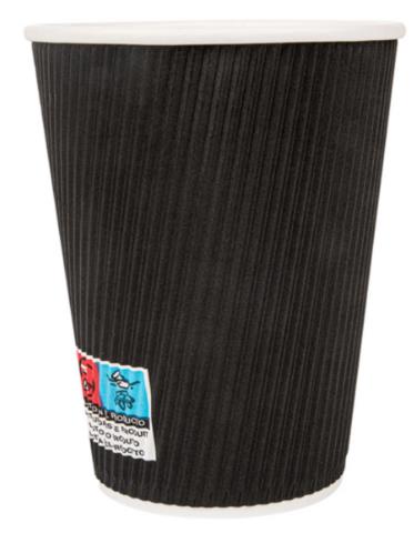 KAFFEEBECHER GERIFFELT  3 dl , schwarz/weiss, PE-beschichtet