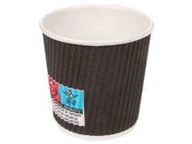 KAFFEEBECHER GERIFFELT  1 dl , schwarz/weiss, PE-beschichtet