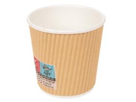 KAFFEEBECHER GERIFFELT  1 dl , braun/weiss, PE-beschichtet