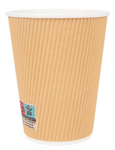 KAFFEEBECHER GERIFFELT  3 dl , braun/weiss, PE-beschichtet