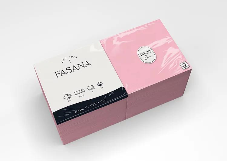 SERVIETTEN FASANA  33 x 33 cm, 3-lagig, 1/4 Falz, pink