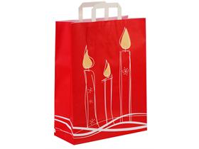 PAPIERTRAGETASCHEN KERZE ROT  220 x 105 x 280 mm, 2-farbig