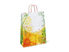 PAPIERTRAGETASCHEN FRÜHLING  240 x 110 x 310 mm, weiss, 5-farbig