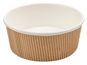 SUPPENBEHAELTER  700 ml, geriffelt, braun/weiss