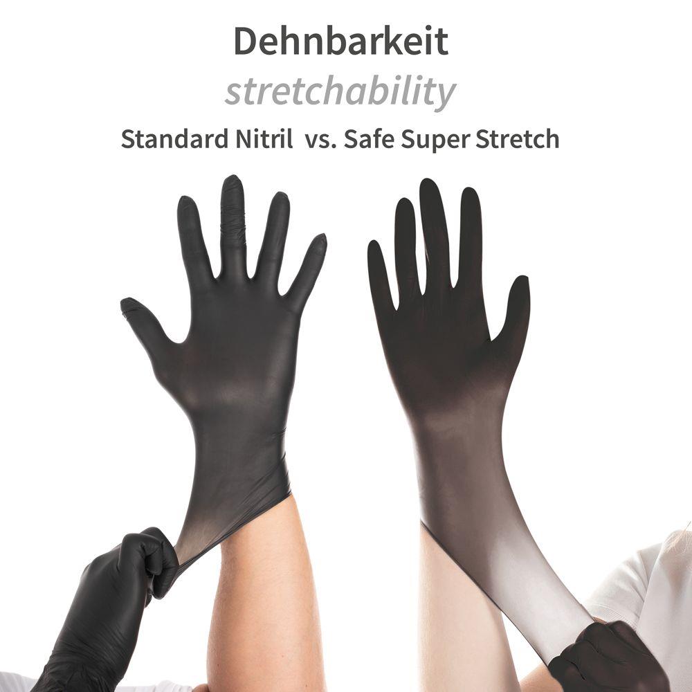 HANDSCHUHE NITRIL  Grösse L, SAFE SUPER STRETCH, schwarz