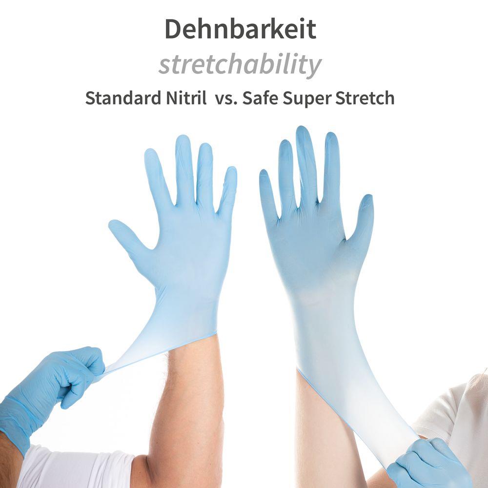 HANDSCHUHE NITRIL  Grösse M, SAFE SUPER STRETCH, blau