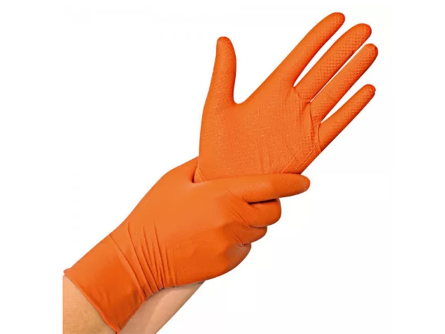 HANDSCHUHE NITRIL  Grösse XL, orange, puderfrei