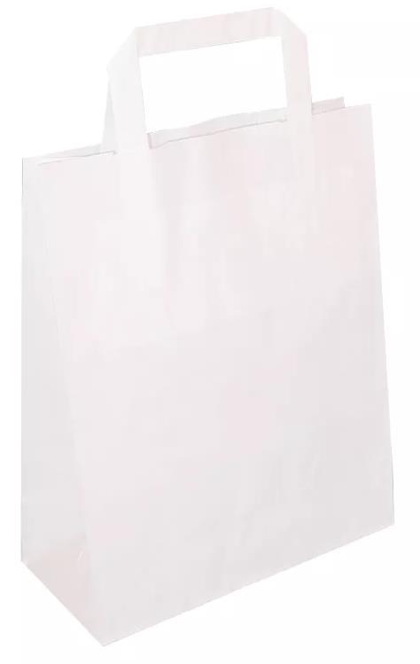 PAPIERTRAGETASCHEN WEISS  22 + 10 x 28 cm, unbedruckt, weiss
