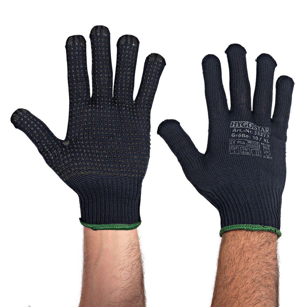 HANDSCHUHE BAUMWOLLMISCHGEWEBE  Grösse XL, dunkelblau, mit PVC-Noppen