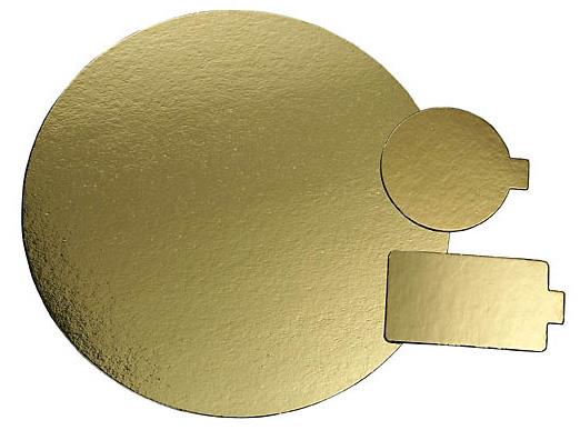 GOLDKARTONSCHEIBEN MIT LASCHE  ø 10 cm rund, gold, 1050 gm2