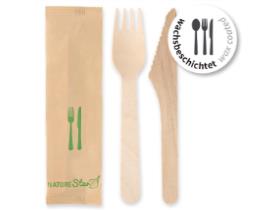 BESTECKSET HOLZ  Messer/Gabel/Serviette, 16 cm, wachsb.