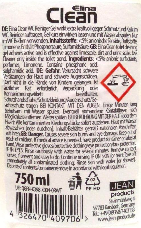 REINIGUNGSMITTEL WC  Lemon, 750 ml Schräghalsflasche