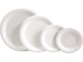 TELLER BAGASSE  rund, &oslash; 15.3 cm, weiss