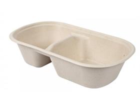 MENUSCHALE BAGASSE  2-teilig, 23.5 x 13.5 x 5.5 cm, natur