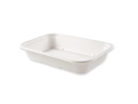 SCHALE BAGASSE  rechteckig, 750 ml, weiss - Scheitlin Papier SCHALE BAGASSE  rechteckig, 750 ml, weiss