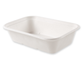 SCHALE BAGASSE  rechteckig, 1000 ml, weiss - Scheitlin Papier SCHALE BAGASSE  rechteckig, 1000 ml, weiss