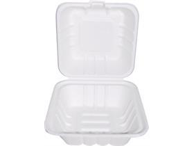 HAMBURGERBOX BAGASSE  quadratisch, 15 x 15 x 8.5 cm, weiss
