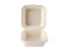 HAMBURGERBOX BAGASSE  quadratisch, 15 x 15 x 8 cm, natur